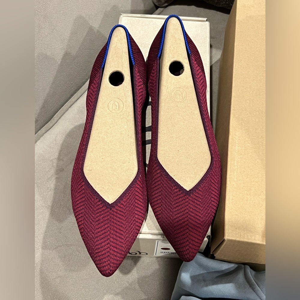 Rothy’s The Point flats size 9.5 Cabernet Herringbone